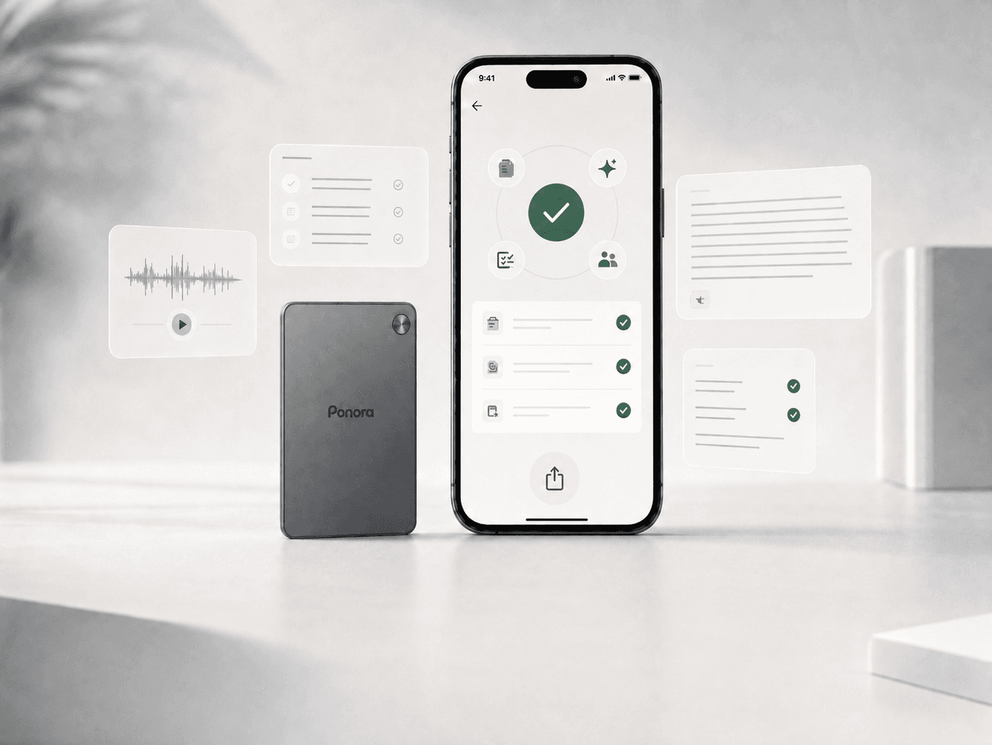 Ponora-app der deler strukturerede optagelsesnoter