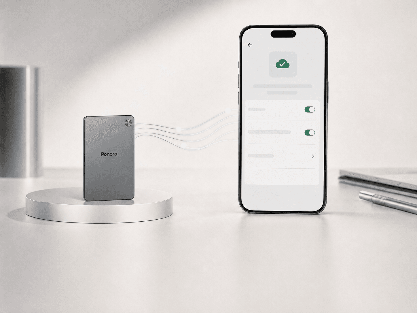 Ponora-optagelse der synkroniseres til mobilappen